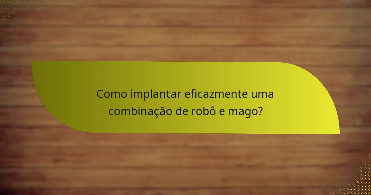 Como implantar eficazmente uma combinação de robô e mago?