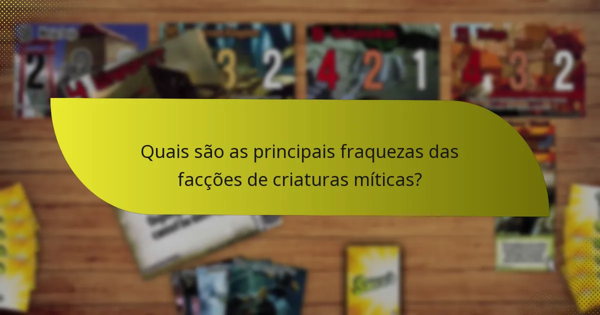 Quais são as principais fraquezas das facções de criaturas míticas?